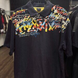 Vintage Karl Kani Polo Shirt Men’s XL | Navy Blue Y2K Streetwear Hip Hop Gold Em